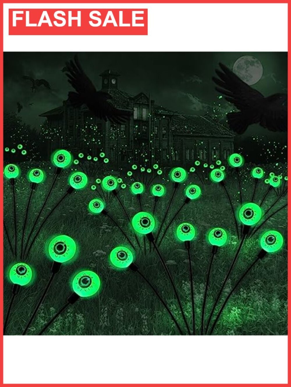 2Pack Solar Eyeball Swaying Lights Halloween Outdoor Path Decor Waterproof